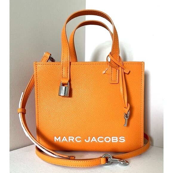 New Marc Jacobs Mini Grind Leather Tote Tangerine - Picture 1 of 5